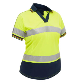 WOMENS SHORT SLEEVED TAPED TWO TONE HI VIS POLO